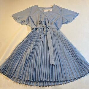 ePretty Light Blue Pleated Dress
